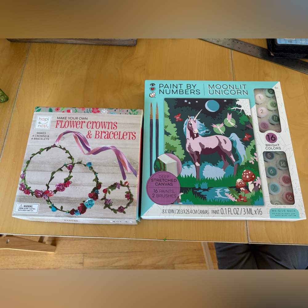 Make your Own Flower Crownand Bracelet kit ,unicorn paint by numbers girlie art